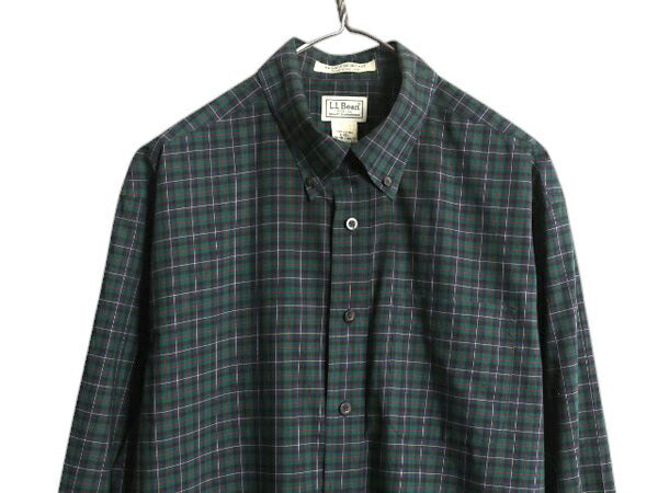 エルエルビーン チェック 長袖 ボタンダウン シャツ メンズ L コットン BD 長袖シャツ ポケット付き マルチカラー ノーアイロン カジュアル