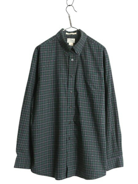 エルエルビーン チェック 長袖 ボタンダウン シャツ メンズ L コットン BD 長袖シャツ ポケット付き マルチカラー ノーアイロン カジュアル
