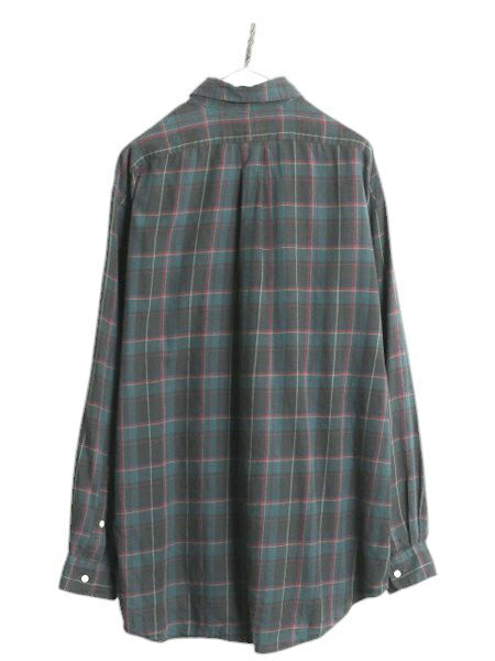90s ラルフローレン チェック 長袖 ボタンダウン シャツ メンズ XL / オールド ポロ 長袖シャツ コットン マルチカラー 大きいサイズ 薄手