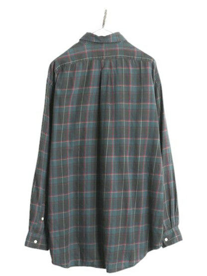 90s ラルフローレン チェック 長袖 ボタンダウン シャツ メンズ XL / オールド ポロ 長袖シャツ コットン マルチカラー 大きいサイズ 薄手