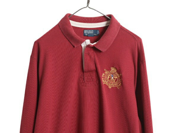 90s ポロ ラルフローレン 長袖 ラガーシャツ メンズ XL / オールド ラグビー 長袖シャツ ポロシャツ カットソー 大きいサイズ ワンポイント