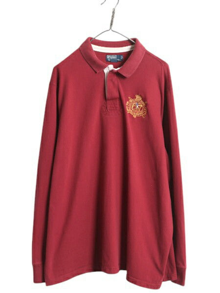 90s ポロ ラルフローレン 長袖 ラガーシャツ メンズ XL / オールド ラグビー 長袖シャツ ポロシャツ カットソー 大きいサイズ ワンポイント