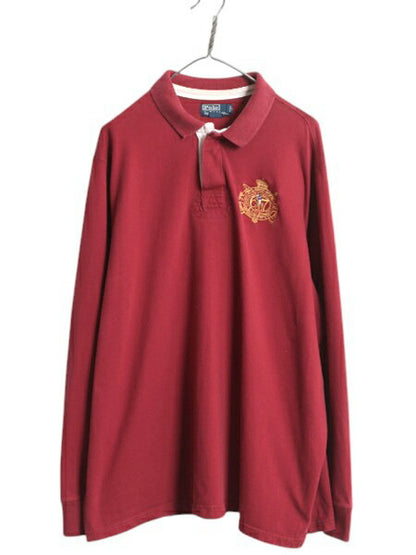 90s ポロ ラルフローレン 長袖 ラガーシャツ メンズ XL / オールド ラグビー 長袖シャツ ポロシャツ カットソー 大きいサイズ ワンポイント