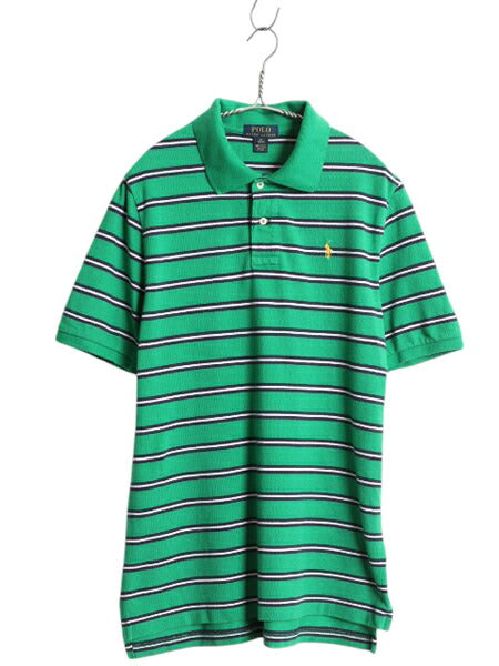 ポロ ラルフローレン ボーダー 鹿の子 半袖 ポロシャツ キッズ XL メンズ S 程 コットン 半袖シャツ カットソー ワンポイント マルチカラー