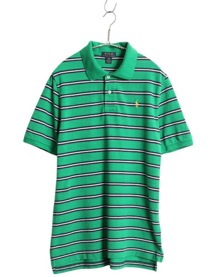 ポロ ラルフローレン ボーダー 鹿の子 半袖 ポロシャツ キッズ XL メンズ S 程 コットン 半袖シャツ カットソー ワンポイント マルチカラー