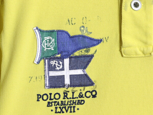 ポロ ラルフローレン 鹿の子 半袖 ポロシャツ メンズ M / 古着 半袖シャツ コットン カットソー ワンポイント ステンシル カジュアル 細身