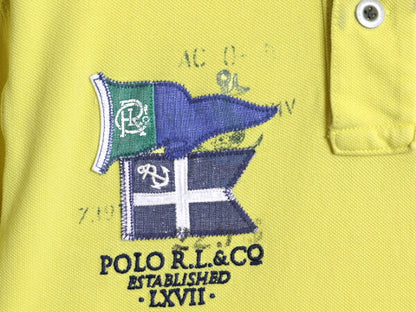 ポロ ラルフローレン 鹿の子 半袖 ポロシャツ メンズ M / 古着 半袖シャツ コットン カットソー ワンポイント ステンシル カジュアル 細身