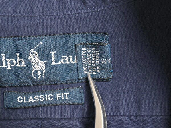 90s ラルフローレン 半袖 ボタンダウン シャツ メンズ XL / オールド ポロ 半袖シャツ コットン ワンポイント 大きいサイズ カジュアル BD