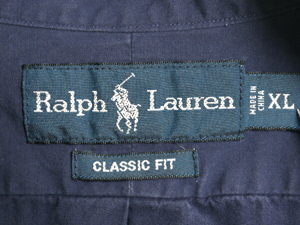 90s ラルフローレン 半袖 ボタンダウン シャツ メンズ XL / オールド ポロ 半袖シャツ コットン ワンポイント 大きいサイズ カジュアル BD