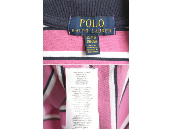 ビッグポニー ポロ ラルフローレン ボーダー 鹿の子 半袖 ポロシャツ キッズ XL レディース M 程 古着 半袖シャツ カットソー ワンポイント