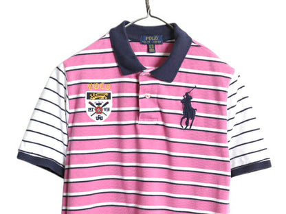 ビッグポニー ポロ ラルフローレン ボーダー 鹿の子 半袖 ポロシャツ キッズ XL レディース M 程 古着 半袖シャツ カットソー ワンポイント