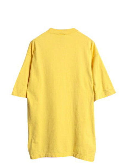 90s USA製 ラッセル 無地 半袖 Tシャツ メンズ レディース L / オールド コットン ヘビーウェイト カットソー ブランク シンプル イエロー