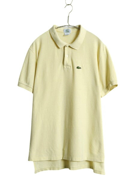 80s USA製 ラコステ 鹿の子 半袖 ポロシャツ メンズ XL 小さめ L 程/ ヴィンテージ 半袖シャツ ワンポイント カットソー トップス イエロー