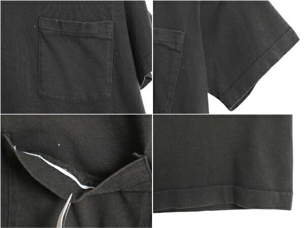 80s USA製 フルーツオブザルーム ポケット付き 無地 半袖 Tシャツ メンズ M 小さめ S 程/ ヴィンテージ シングルステッチ ポケT 耳付き 黒