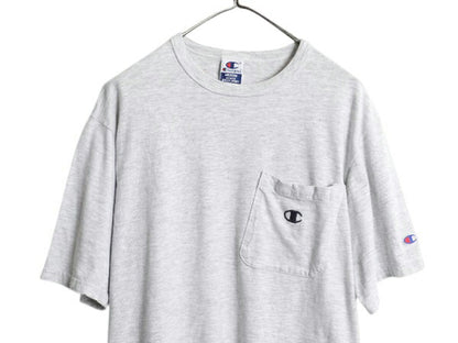90s USA製 チャンピオン ポケット付き 半袖 Tシャツ メンズ レディース M / オールド ポケT ヘビーウェイト カットソー ワンポイント 短丈