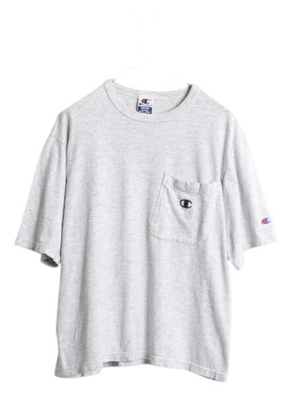 90s USA製 チャンピオン ポケット付き 半袖 Tシャツ メンズ レディース M / オールド ポケT ヘビーウェイト カットソー ワンポイント 短丈