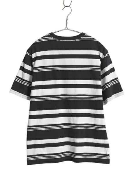 90s ポロ ラルフローレン ボーダー ポケット付き 半袖 Tシャツ メンズ XS レディース S 古着 カットソー ワンポイン ポケT ツートン 黒 白