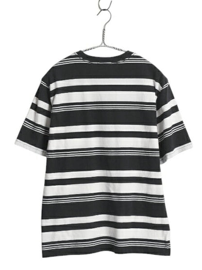 90s ポロ ラルフローレン ボーダー ポケット付き 半袖 Tシャツ メンズ XS レディース S 古着 カットソー ワンポイン ポケT ツートン 黒 白