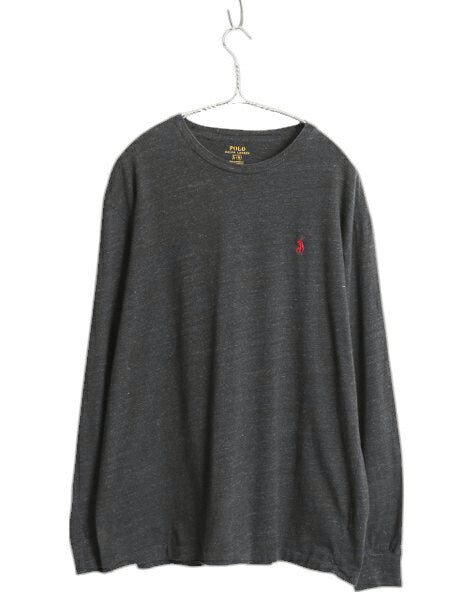 ポロ ラルフローレン 長袖 Tシャツ メンズ L ロンT コットン ワンポイント ロングスリーブ カットソー シングルステッチ アンダーシャツ 灰