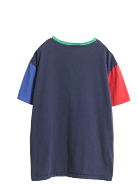 ポロ ラルフローレン ポケット付き 半袖 Tシャツ メンズ L / 古着 クレイジー パターン ポケT ワンポイント シングルステッチ マルチカラー