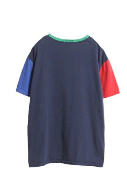 ポロ ラルフローレン ポケット付き 半袖 Tシャツ メンズ L / 古着 クレイジー パターン ポケT ワンポイント シングルステッチ マルチカラー
