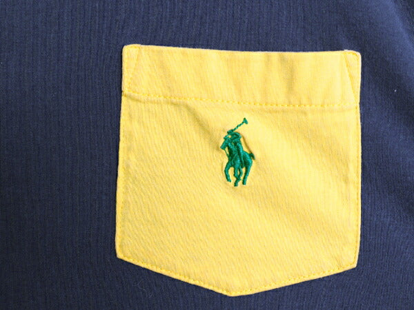 ポロ ラルフローレン ポケット付き 半袖 Tシャツ メンズ L / 古着 クレイジー パターン ポケT ワンポイント シングルステッチ マルチカラー
