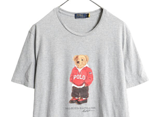 ポロベア ポロ ラルフローレン プリント 半袖 Tシャツ メンズ XL キャラクター コットン カットソー シングルステッチ 大きいサイズ グレー