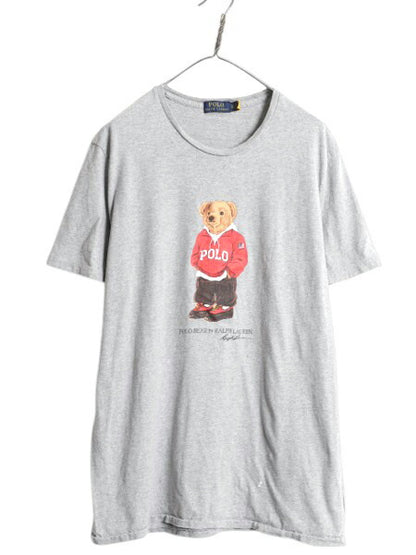 ポロベア ポロ ラルフローレン プリント 半袖 Tシャツ メンズ XL キャラクター コットン カットソー シングルステッチ 大きいサイズ グレー