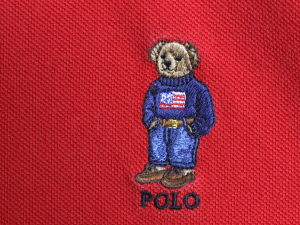 ポロベア ポロ ラルフローレン 鹿の子 半袖 ポロシャツ メンズ XXL オールド キャラクター 半袖シャツ 大きいサイズ ワンポイント 細身 赤