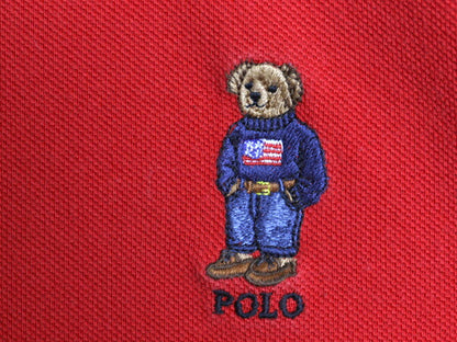 ポロベア ポロ ラルフローレン 鹿の子 半袖 ポロシャツ メンズ XXL オールド キャラクター 半袖シャツ 大きいサイズ ワンポイント 細身 赤