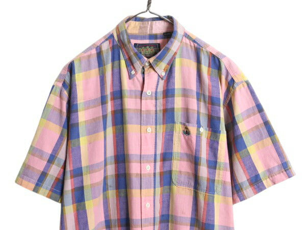 80s チャップス ラルフローレン チェック 半袖 ボタンダウン シャツ メンズ XL ヴィンテージ 半袖シャツ オックスフォード 大きいサイズ BD