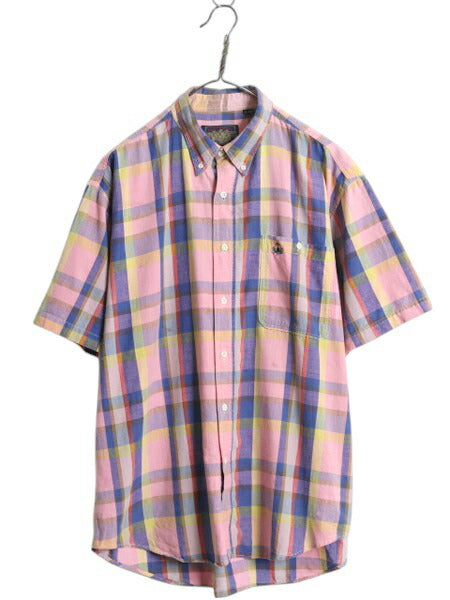 80s チャップス ラルフローレン チェック 半袖 ボタンダウン シャツ メンズ XL ヴィンテージ 半袖シャツ オックスフォード 大きいサイズ BD