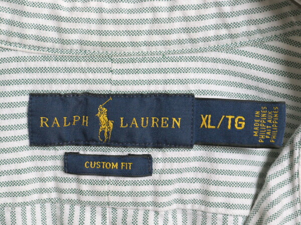 ラルフローレン ストライプ 長袖 ボタンダウン シャツ メンズ XL ポロ 長袖シャツ オックスフォード ワイシャツ ワンポイント 大きいサイズ