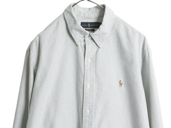 ラルフローレン ストライプ 長袖 ボタンダウン シャツ メンズ XL ポロ 長袖シャツ オックスフォード ワイシャツ ワンポイント 大きいサイズ