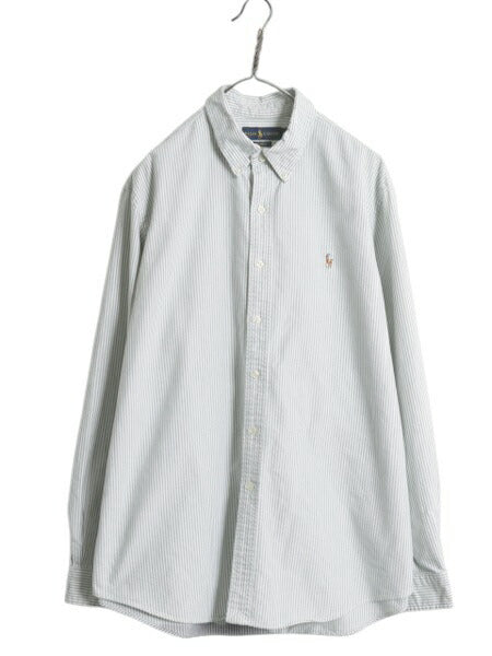 ラルフローレン ストライプ 長袖 ボタンダウン シャツ メンズ XL ポロ 長袖シャツ オックスフォード ワイシャツ ワンポイント 大きいサイズ