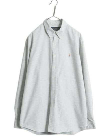 ラルフローレン ストライプ 長袖 ボタンダウン シャツ メンズ XL ポロ 長袖シャツ オックスフォード ワイシャツ ワンポイント 大きいサイズ