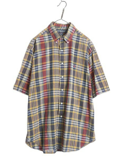 90s ラルフローレン マドラス チェック 半袖 ボタンダウン シャツ メンズ XL ポロ オールド 半袖シャツ コットン 大きいサイズ BD ゆったり