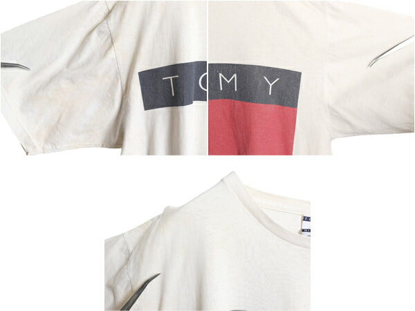 90s USA製 トミーヒルフィガー プリント 半袖 Tシャツ メンズ L / 古着 オールド カットソー ヘビーウェイト コットン トップス カジュアル