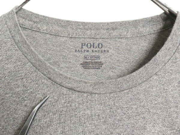 ポロ ラルフローレン 長袖 Tシャツ メンズ M ロンT コットン ワンポイント ロングスリーブ カットソー シングルステッチ アンダーシャツ 灰