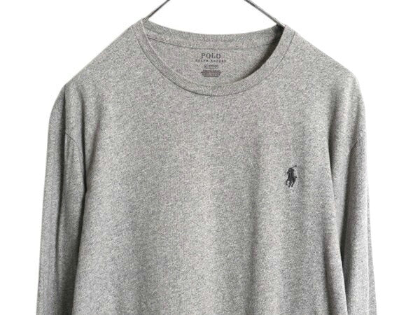 ポロ ラルフローレン 長袖 Tシャツ メンズ M ロンT コットン ワンポイント ロングスリーブ カットソー シングルステッチ アンダーシャツ 灰