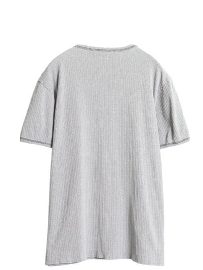 ポロジーンズ ラルフローレン 半袖 Tシャツ メンズ L ポロ リブ編み 針抜き カットソー ヘビーウェイト シングルステッチ シンプル グレー