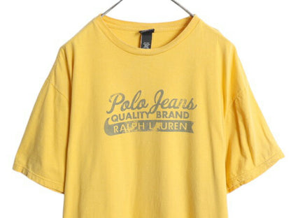 ポロジーンズ ラルフローレン プリント 半袖 Tシャツ メンズ XL / ポロ カットソー コットン トップス グラフィック 大きいサイズ イエロー
