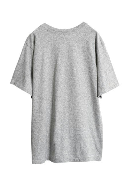 90s USA製 カレッジ プリント 半袖 Tシャツ メンズ L 古着 オールド シングルステッチ カットソー ヘビーウェイト シンプル 霜降り グレー
