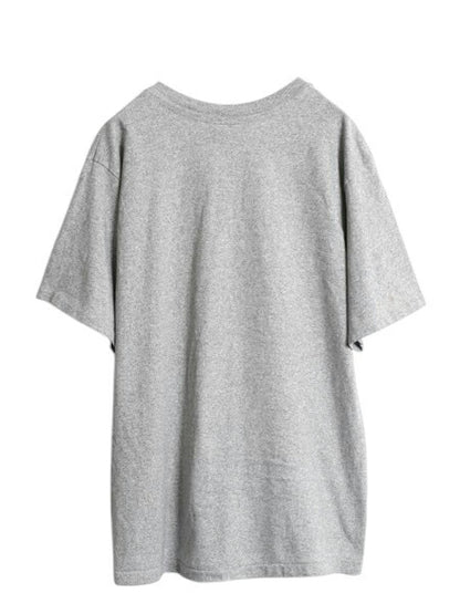90s USA製 カレッジ プリント 半袖 Tシャツ メンズ L 古着 オールド シングルステッチ カットソー ヘビーウェイト シンプル 霜降り グレー