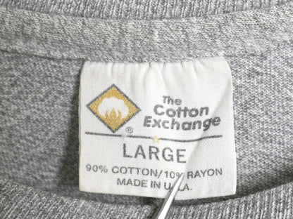 90s USA製 カレッジ プリント 半袖 Tシャツ メンズ L 古着 オールド シングルステッチ カットソー ヘビーウェイト シンプル 霜降り グレー