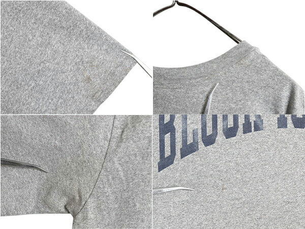 90s USA製 カレッジ プリント 半袖 Tシャツ メンズ L 古着 オールド シングルステッチ カットソー ヘビーウェイト シンプル 霜降り グレー