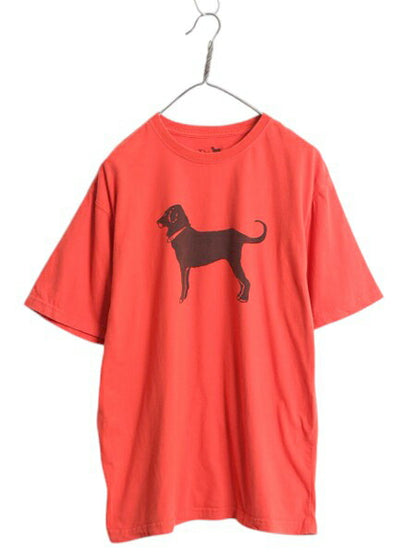 The Black Dog ドッグ イラスト プリント 半袖 Tシャツ メンズ レディース M / アニマル アート グラフィック コットン カットソー レッド
