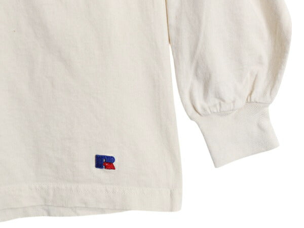 デッドストック 90s USA製 ラッセル 2段 プリント 長袖 Tシャツ メンズ レディース M オールド コットン ロンT ロングスリーブ カットソー