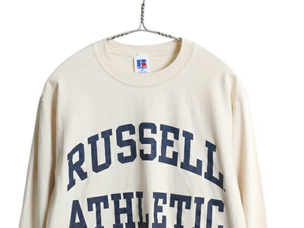 デッドストック 90s USA製 ラッセル 2段 プリント 長袖 Tシャツ メンズ レディース M オールド コットン ロンT ロングスリーブ カットソー