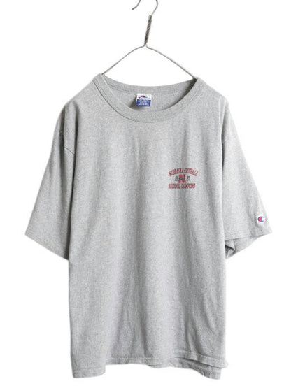 90s チャンピオン 両面 カレッジ プリント 半袖 Tシャツ メンズ XL オールド ヘビーウェイト フットボール カットソー 目付き 大きいサイズ